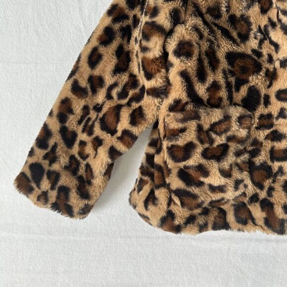 Appaman Girls Cleo Tan Black Leopard Faux Fur Hooded Teddy Coat Jacket Size 4 - Picture 14 of 14